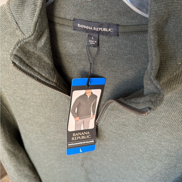 Banana Republic Men's Olive Half Zip Cotton Blend Sweater, L, NWT - Picture 2 of 4